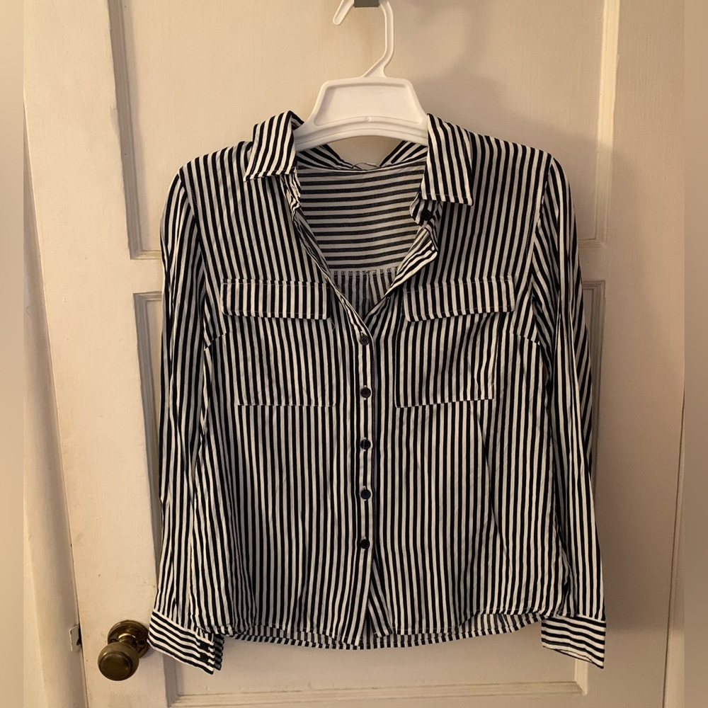 Fashion Nova Monochrome Striped Office Top